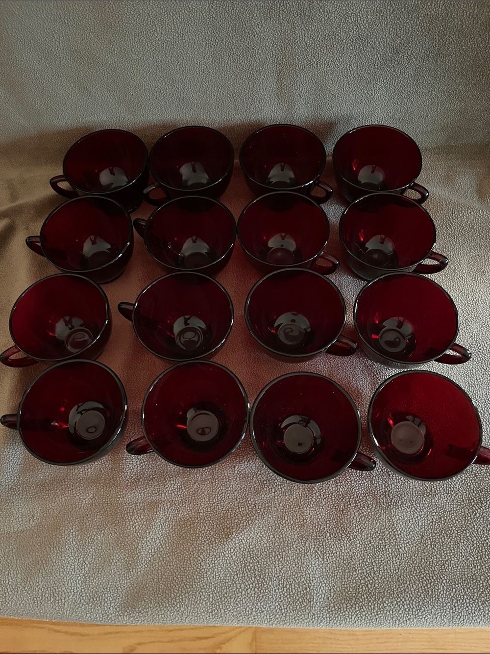 Vintage Set of 16 Burgundy Glass Cups